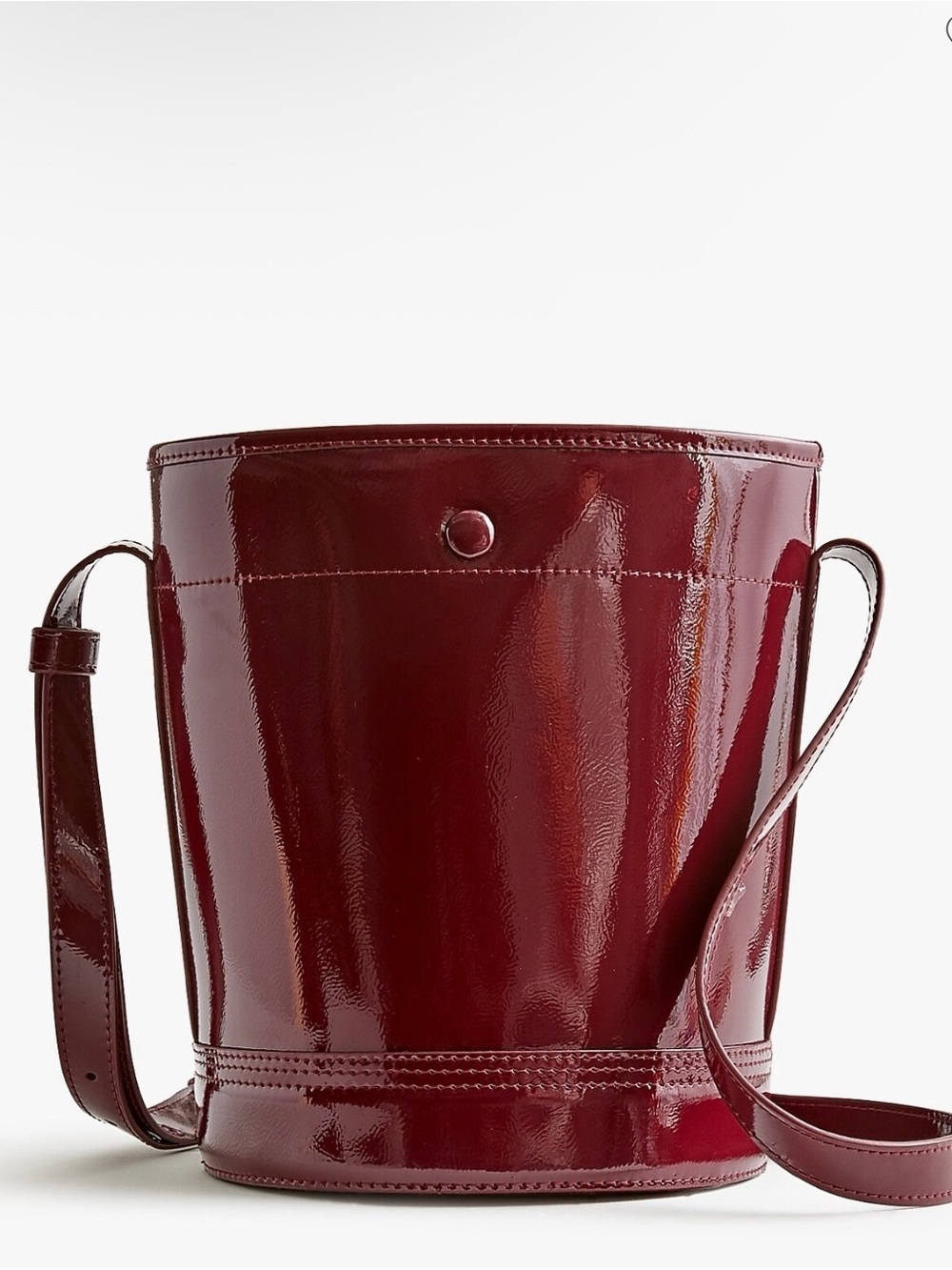 J. Crew Factory Patent Leather Bucket Crossbody in Deep Wine